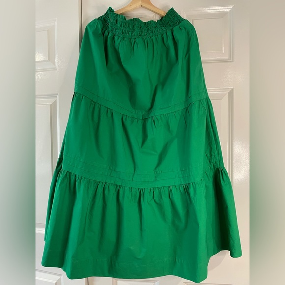 Anthropologie The Somerset Maxi Skirt Tiered Emerald Green Size Large - Picture 2 of 9